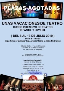 Cartel Teatro Infantil y Juvenil VERANO 2019 PLAZAS AGOTADAS